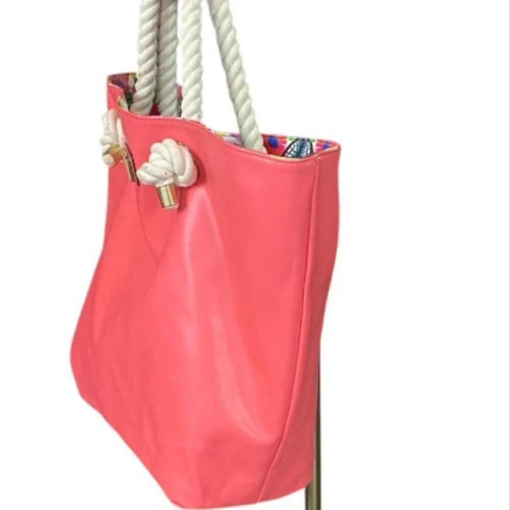 Christian Lacroix Rope Handle Amaryllis  Reversible Tote‎ Bag #52Y